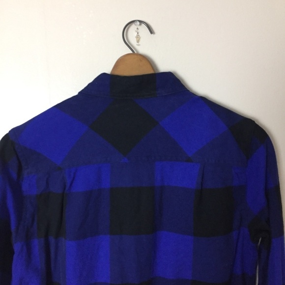 [J. Crew Factory] Blue & Black Buffalo Plaid Top - Picture 9 of 9